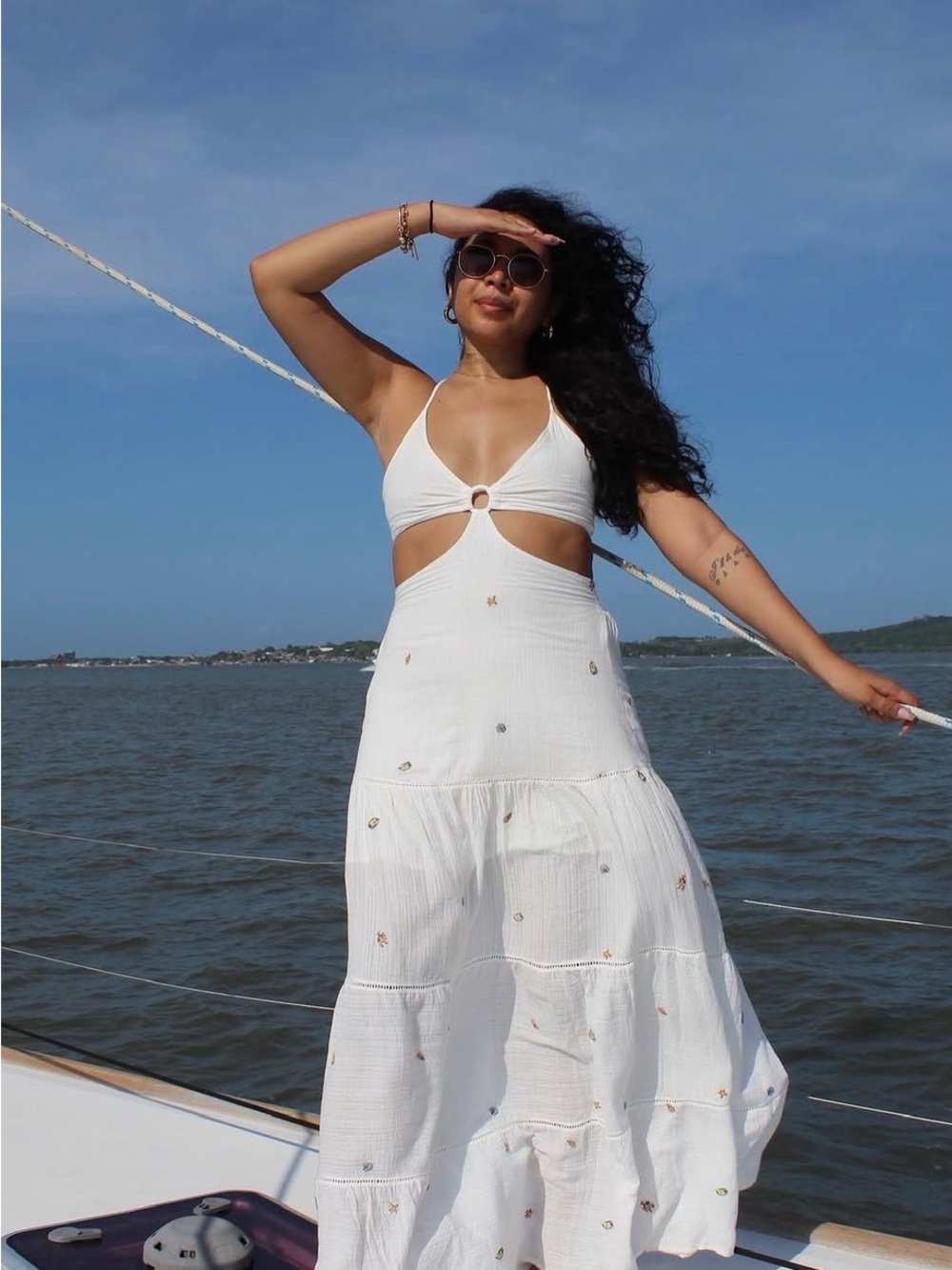 Maaji Resort wear White Cutout Maxi Dress - Size M
